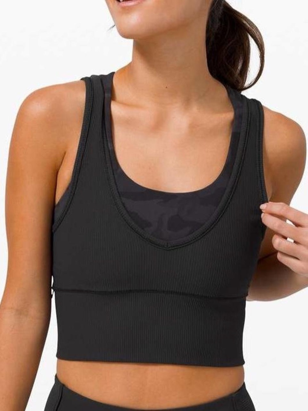 lululemon Power Pivot Ribbed Tank Top in Black.